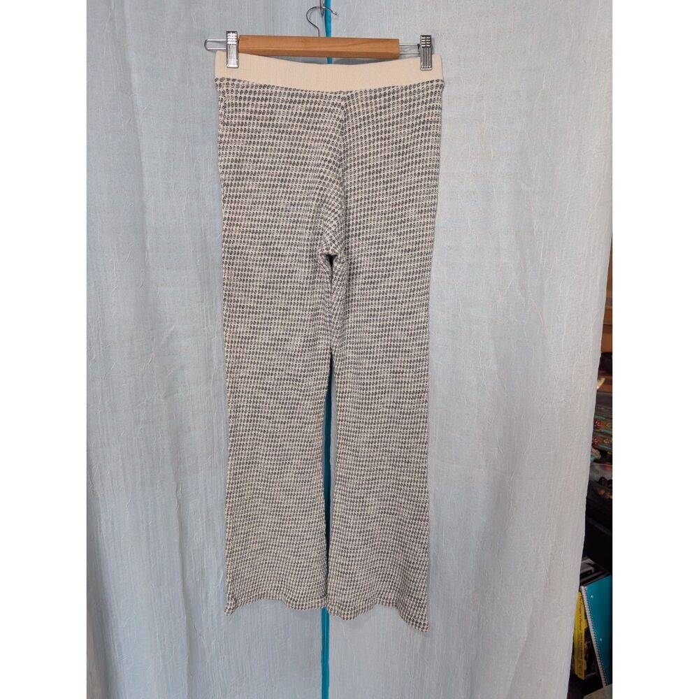 Cabincore cozy loungewear Knit Flare Pants Ribbed Lounge Pants Wide Leg size M